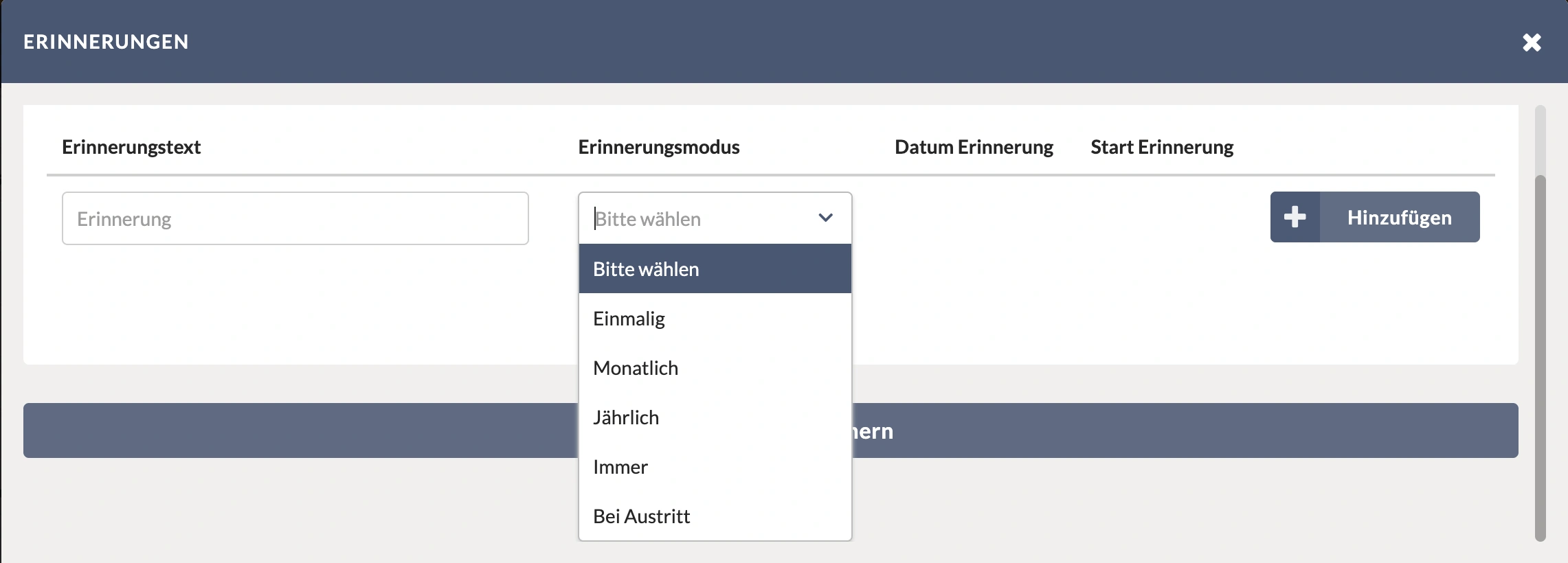 Welche Erinnerungsarten gibt es in Lohnbot?