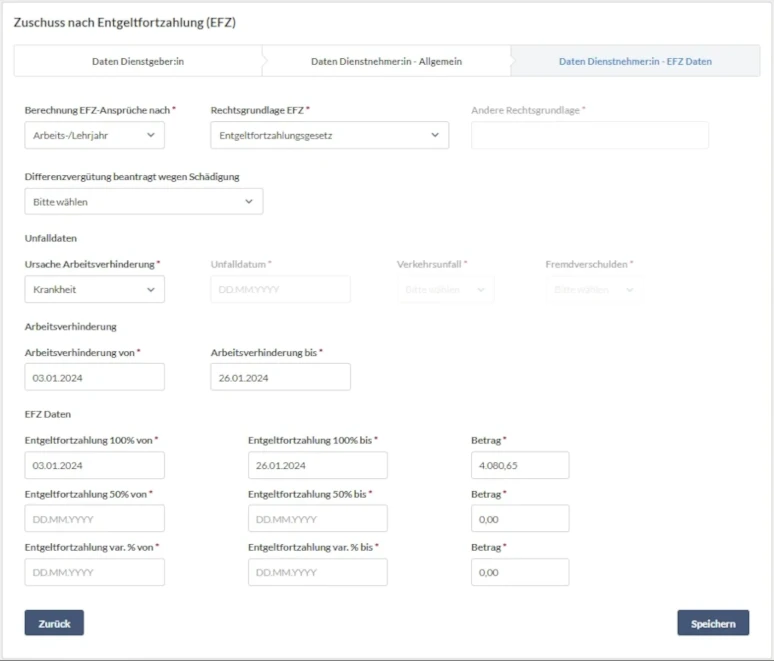 Formular Entgeltfortzahlung durch AUVA