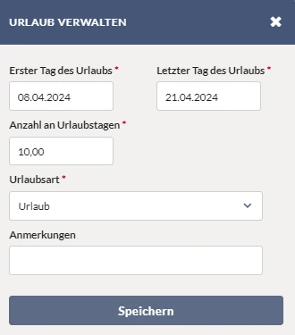 Urlaub verwalten